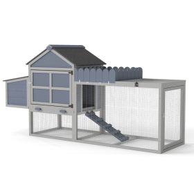 80 Wooden Chicken Coop, 2-Tier  Hen House With Nesting Box, Run, Planter & PVC Roof, Easy-Clean Tray, Weatherproof Poultry Cage, Patio Poultry Ha (Option: Gray)