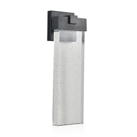 18 H 1-pack 12W Modern Outdoor Wall Light Fixture, Weatherproof LED Wall Sconce With Bubble Crystal, Black Finish, Up And Down Lighting For Porch (Option: Default)