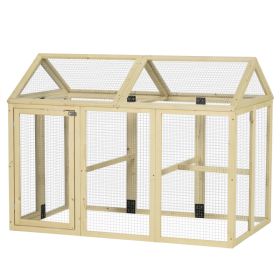 PawHut Chicken Run, Wooden Large Chicken Coop, Combinable Design With Perches & Doors For Outdoor, Backyard, Farm, 4.6' X 2.8', Nature Wood (Option: Natural Wood)