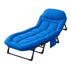 Folding Bed, Adjustable Camping Bed With Mattress, Suitable For Courtyard Or Beach (Option: Blue)