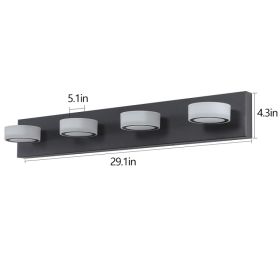 29in  Modern 4-Light LED Vanity Light, Sleek Black Bathroom Wall Light Fixture For Mirror, Shower, And Bathroom Decor (Option: Default)