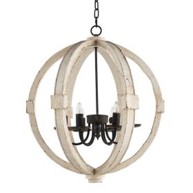6 - Light Wood Chandelier With Adjustable Chain For Kitchen, Dining Hall Entrance, Bulb Not Included (Option: White)