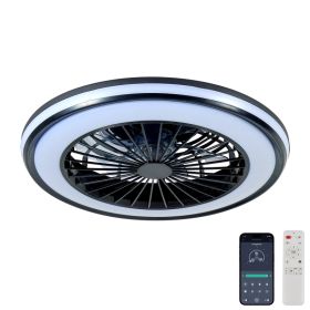 Modern LED Ceiling Light With Fan, RGB Ceiling Fan Lights, Infinitely Dimmable Light ForLiving Room, Bedroom, Office, 3000-4500-6000 K  Black & 2 (Option: Default)