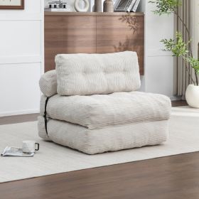 Folding Sofa Bed, Convertible Sleeper Chair With Pillow Foldable Mattress With Back Support, Portable Fold Out Chair Bed Comfy Floor Sofa Lounge (Option: Beige)