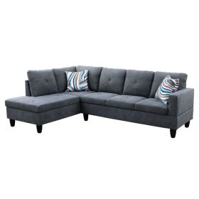 Pickup Only--Dark Grey Flannelette 3-Piece Living Room Sofa Set (Option: 2PCS  S.C)
