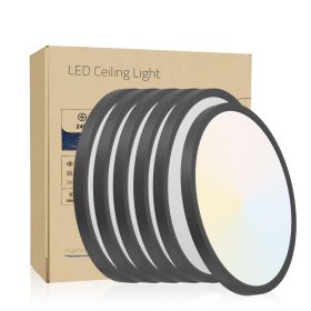 6PK 12 Inch Dimmable LED Flush Mount Ceiling Light, 2700K-6500K Adjustable,24W 2880LM Modern Ultra Thin Flat Round Fixtures For Low Ceiling Bedro (Option: Default)