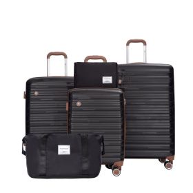 5-Piece Luggage Set,PP Hardshell Luggage Set With TSA Lock And Durable Spinner Wheels   20  24  28   A Travel Bag And A Toiletry Bag,Black (Option: Black)