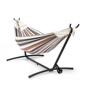 Double Hammock With Spreader Bar & Heavy-Duty 9ft Steel Wheel Stand, Brazilian Hammock Set, Portable Hammock With Stand For Outside, Backyard, Ca (Option: defaulttitle)