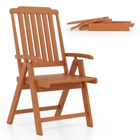 Foldable Patio Chair All-Weather HDPE Outdoor Dining Chair With Armrest  For Indoor And Outdoor Settings, Living Room, Balcony, Porch, Patio, Etc (Option: Brown)
