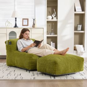 Big Bean Bag Chair For Adults,Lounger Large Bean Bag Sofa, Memory Foam Filled Beanbag Chair For Living Room, Bedroom, Balcony,Comfy Corduroy Bean (Option: Olive)