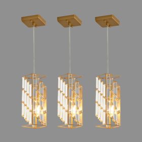 4in Modern Crystal Pendant Light - 3 Pack, Adjustable Hanging Ceiling Lamp With Crystal Prism Design For Dining Room, Kitchen Island, And Living (Option: Default)