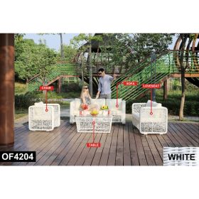 Pickup Only ---70.5  Polyethylene And Iron White 5-Piece Outdoor Sofa Set (Option: OF4204 . C.L.S.T.G)