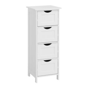White Bathroom Storage Cabinet, Freestanding Cabinet With Drawers (Option: White)