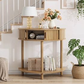 31.5-Inch Grooved Half-Moon Console Table, Farmhouse Sofa Table Behind Couch, Modern Entryway Table, Decorative Table For Living Room, Hallway, E (Option: defaulttitle)