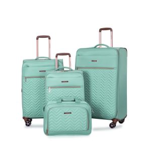 4-Piece Set   16  20  24  28   ,Softshell Suitcase Spinner Wheels Terylene Luggage Sets Carry On Suitcase  Luggage  Lightweight Durable Suitcase (Option: Green)