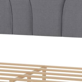 Full Size Platform Bed Frame With Adjustable Fabric Upholstered Headboard And Wood Slats Support Fully Upholstered Mattress Foundation No Box Spr (Option: Default)