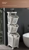 Stitched Laundry Basket Household Dirty Clothes Storage Basket Bathroom Partition Floor to Floor Shelf Narrow