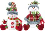 DearSun 13" H Christmas Snowman Family with Red Knitted Scarf and Hat Christmas Decor