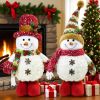 DearSun 13" H Christmas Snowman Family with Red Knitted Scarf and Hat Christmas Decor