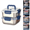 Yakimoto 2/4/6/8/10 PCS Extra-Large Stainless Steel Food Storage Containers With Blue Lids - Deep Design, Airtight Seal