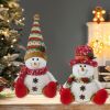 DearSun 13" H Christmas Snowman Family with Red Knitted Scarf and Hat Christmas Decor