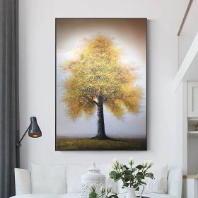 Hand Painted Oil Painting Original Tree Painting on Canvas Large Abstract Gold Big Tower Tree Landscape Acrylic Oil Painting Modern Living Room Wall A (style: 01, size: 150X220cm)