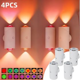 4pcs Rechargeable LED Night Light Wall Lamp Commercial StrobeLight Multi-color Mode Dimmable Indoor Light Magnetic StepLight for Entryway Bedside Desk (Color: White 4 PCS)