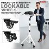 Projector Stand 29.5 to 71 Inch Adjustable Tripod 2 Shelves Portable Laptop Cart w Phone Holder