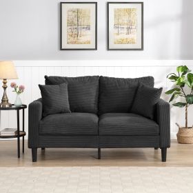 57 " High Resilience Loveseat Sofa, Wooden Frame 2 Seat Sofa, Comfy , Small Space Saving Modern Upholstered Sofa (Color: Dark Gray)