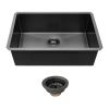Classic Rectangular Gunmetal Black Undermount Kitchen Sink - 16 Gauge Single Bowl with Drain Assembly
