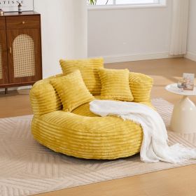 Bean Bag Chairs, Bean Bag Sofa For Adults, Kids,Oversized Corduroy Bean Bag Chair With 3 Pillows & Armrest,Beanbag Chair & Lazy Sofa With Foam Fi (Option: Mustard yellow)