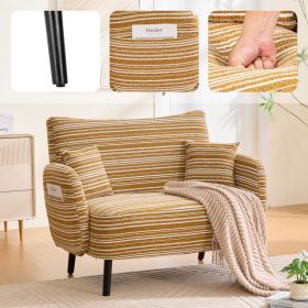 Modern Style Two-seater Sofa With Ultra-comfortable Armrests, Armrest Pillows, And Storage Pockets, Deep-seated Two-seater Sofa, Comfortable Mode (Option: Mustard yellow)