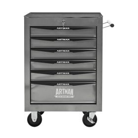 Rolling Metal Tool Chest With 6 Drawers, 20 6-Drawer Tool Chest Cabinet With Ball Bearing Drawer Slides, Steel Tool Storage Box Organizer -SILVER (Option: Silver)