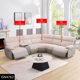 Pickup Only--Off-White & Gray Stripe Fabric And Technical Fabric 3-Piece Multifunctional Sofa Set (Option: 3PCS LL.RL.W)