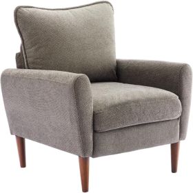 A Reading Chair With Cushioned Seat And Wooden Legs, Along With A Wide Single-person Modern Leisure Sofa (Option: grey)