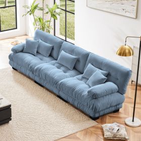 3-Seater Sectional Sofa Modular Deep Seat Sofa Couch , Chenille Sofa Soft Comfy Upholstered Furniture For Living Room, Apartment, Studio, Office, (Option: Blue)