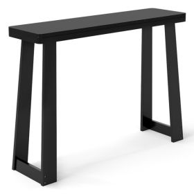 Solid Rubber Wood Console Table 43 Inch Narrow Entryway Table With Thick Table Top And Stable Base For Entryway, Hallway, Living Room And Bedroom (Option: Black)