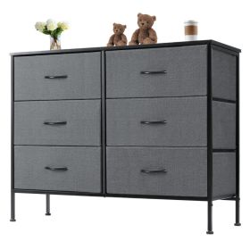 Tall Dresser Fabric Storage Tower ,Wooden Top For Kid Room, Closet, Entryway, Nursery (Option: Gray 6BC)