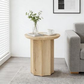 Drink Table,Round Side Table,Elegant End Table (Option: Natural Wood)