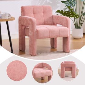 Modern Minimalist Casual Single Armchair Living Room, Bedroom, Office Area Upholstered Chair Comfortable Padded Armchair Nordic Style Casual Seat (Option: Pink)