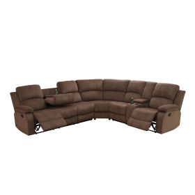 Pickup Only-Brown Pineapple Fabric Living Room 3-Piece Intelligent Recliner Sofa Set (Option: GS27613PCS W.L.S)