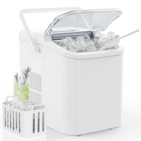 Desktop Ice Machine With Handle, 26 Pounds - 24-hour Portable Ice Machine, Can Produce 9 Bullet-shaped Ice Cubes In 6 Minutes (Option: White)