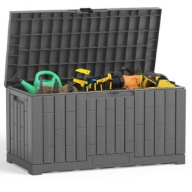 60-gallon Deck Box, With Handle And Lockable Resin Outdoor Storage Box, UV-resistant And Waterproof Storage Box (Option: grey)