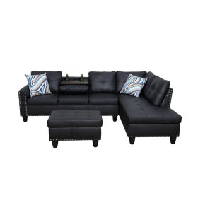 Pickup Only--Black Faux Leather Synthetic Leather 3-Piece Sofa Set (Option: F09912B3PCS  S.C.O)