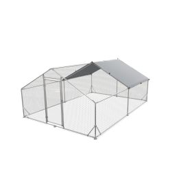 Large Metal Chicken Coop Walk-in Poultry Cage Hen Run House Rabbits Habitat Cage Spire Shaped Coop With Waterproof And Anti-Ultraviolet Cover 13. (Option: Silver)