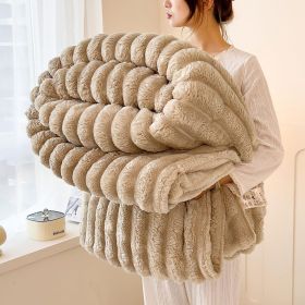 Luxurious Faux Rabbit Fur Blanket - Soft, Warm, And Comfortable, Perfect For Sofas, Beds, Offices, And Travel - A Versatile, All-season Gift And (Option: Khaki-40in X 62in100 X 150cm)