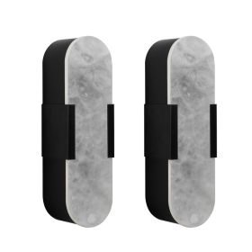 13.8in Natural Marble Wall Sconce, Black Sconces Set Of Two, Indoor Modern Bathroom Sconces Wall Lighting For Living Room, Bedroom, Hallway, Stai (Option: Default)