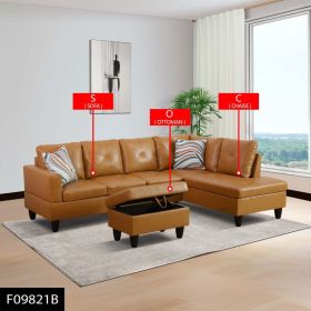 Only Self Pickup--Ginger Faux Leather 3-Piece Couch Living Room Sofa Set (Option: 3PCS  SCO)