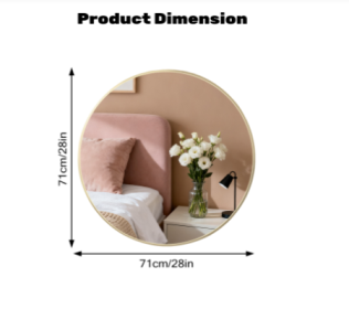 Black Round Wall Mirror , Bathroom Mirrors For Over Sink, Circle Mirror For Bathroom, Entryway, Bedroom, Vanity (Option: Gold.28in)