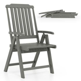 Foldable Patio Chair All-Weather HDPE Outdoor Dining Chair With Armrest  For Indoor And Outdoor Settings, Living Room, Balcony, Porch, Patio, Etc (Option: Gray)